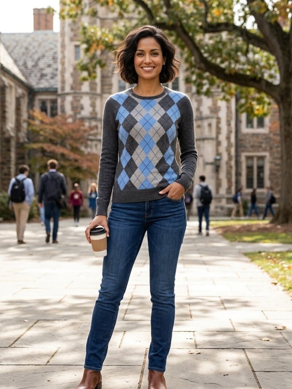 Vintage TWEEDS 2-Ply Cashmere Argyle Crew Sweater